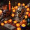 3 Pack Day of The Dead Lighted Marigold Garland 10 LED Artificial Marigold Flowers String Lights Dia de Los Muertos Decorations for Halloween Diwali Indian Party (3, 5 Ft 10 LED)